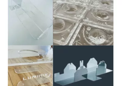 Ensemble d'usinage pliage assemblage et personnalisation de pièces en pmma et pièce techniques