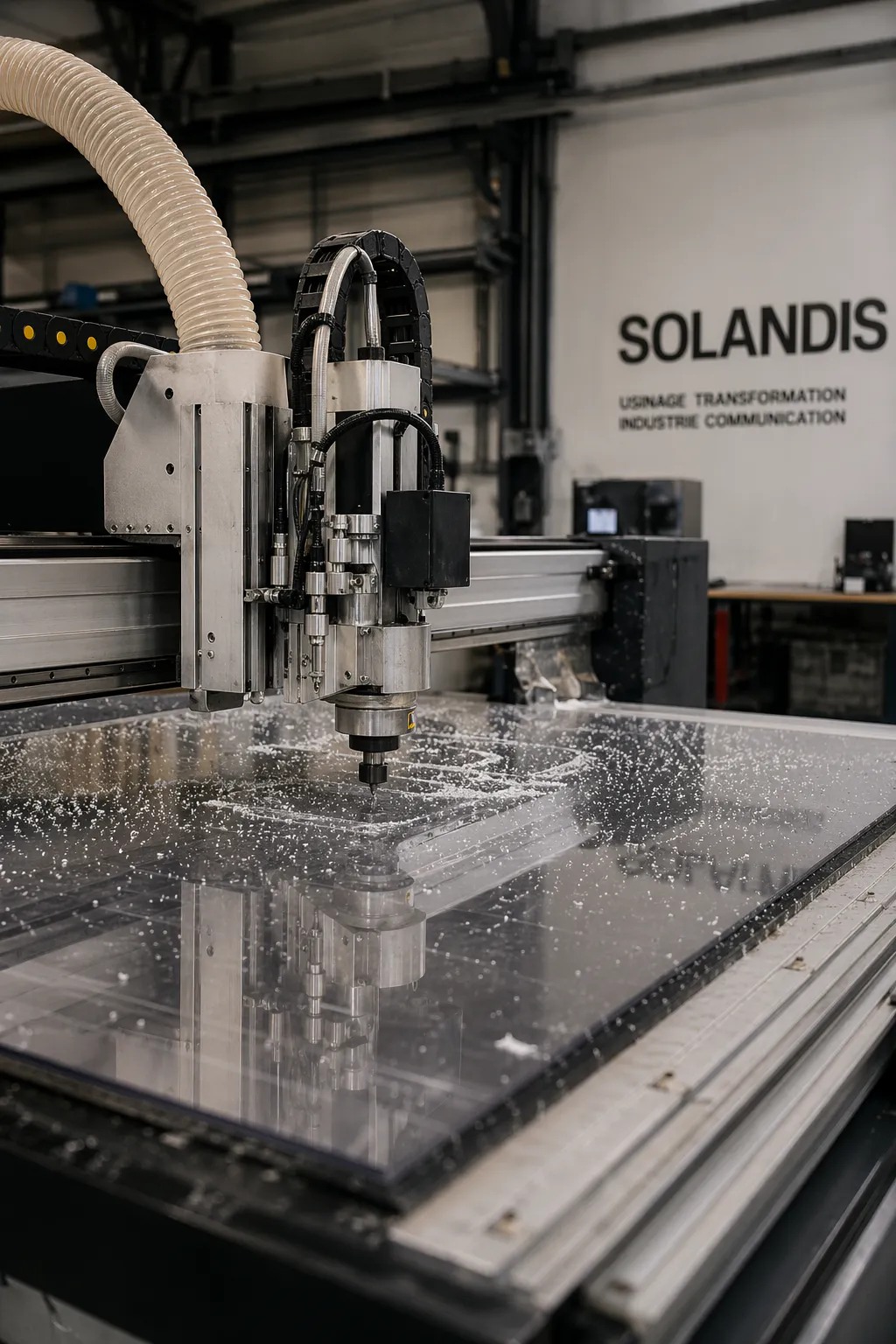 Atelier Solandis pour fabrication sur mesure en industrie et communication visuelle