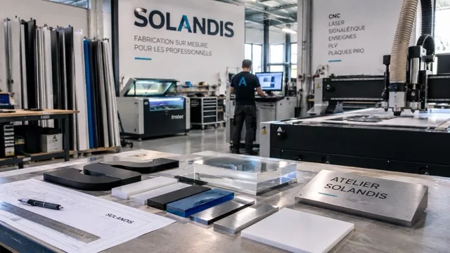  atelier SOLANDIS fabrication enseignes signalétique
      et plaques professionnelles en marque blanche