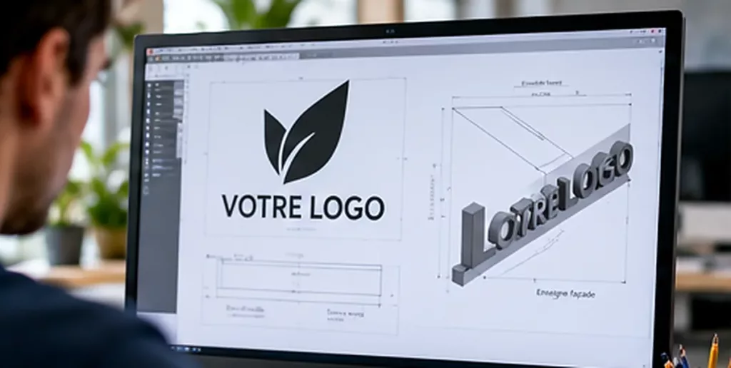 Conception de logo et enseigne bureau étude sur ordinateur à solandis.